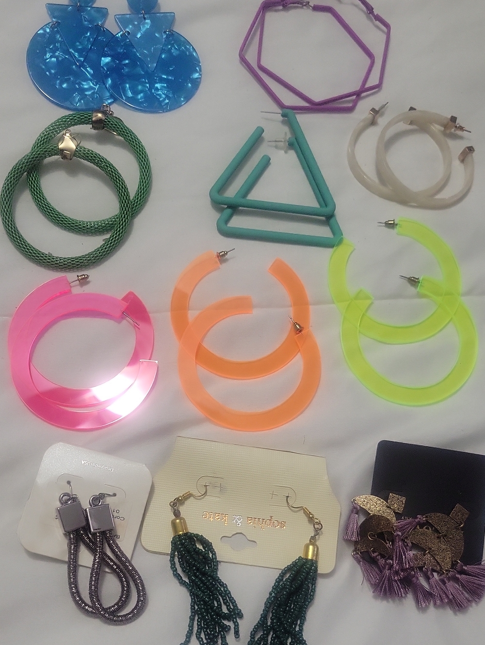 Neon Acrylic Hoop Earrings - Pink, Orange, Yellow, Blue, Green